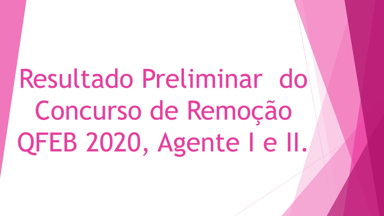 Resultado Preliminar do Concurso de Remoção QFEB 2020, Agente I e II