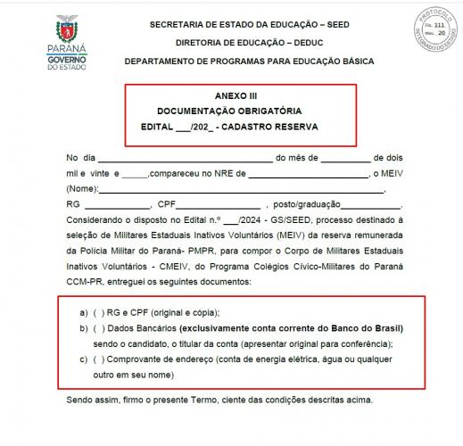 Anexo - documentação obrigatória