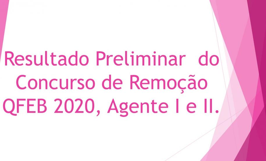 Resultado Preliminar  do Concurso de Remoção QFEB 2020, Agente I e II